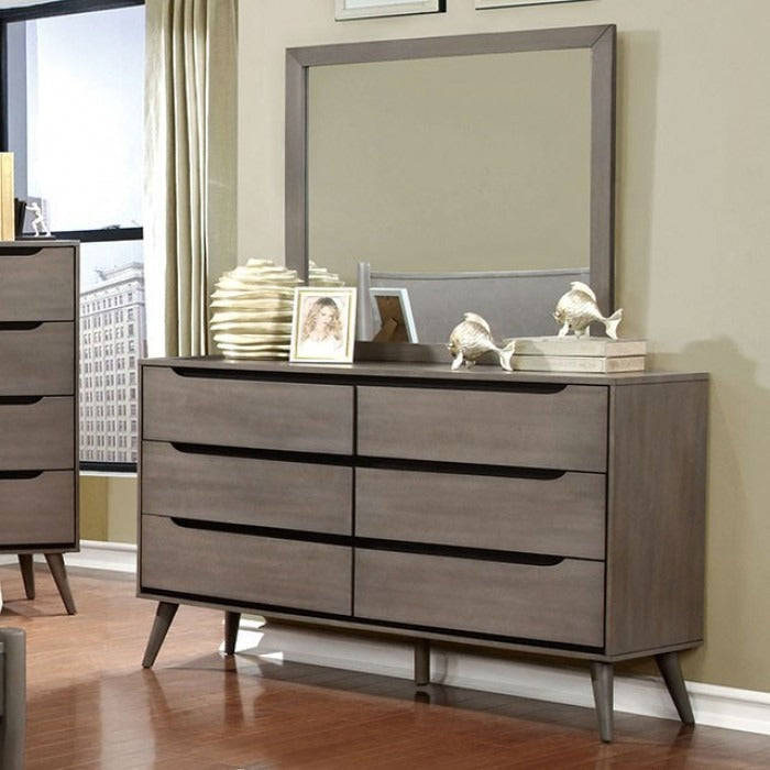 Mid-Century Modern Solid Wood Dresser – Round Tapered Legs and Optional Mirror
