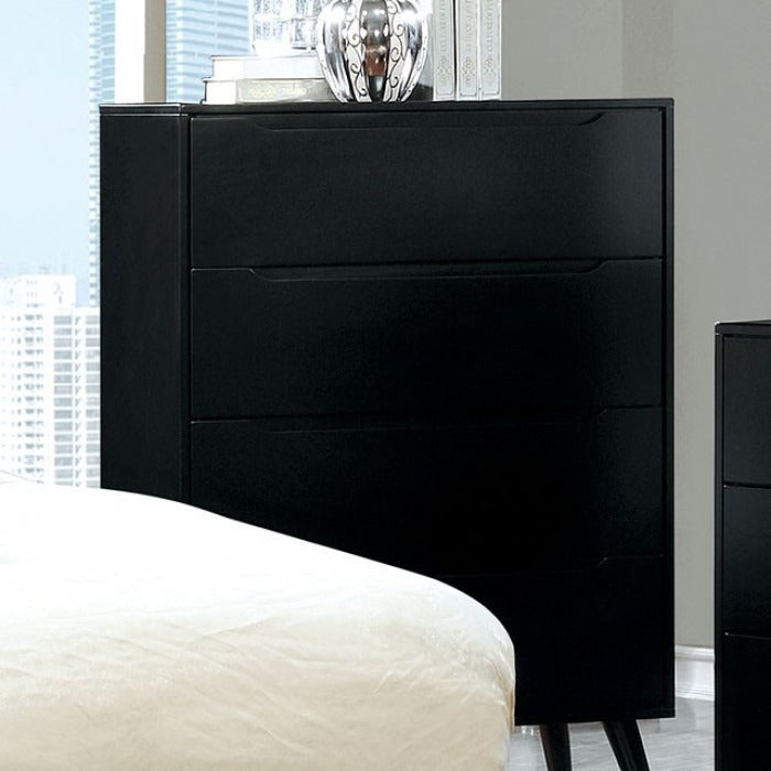 Mid-Century Modern Wood Storage Chest – Sleek Tapered Legs and Hidden Pulls