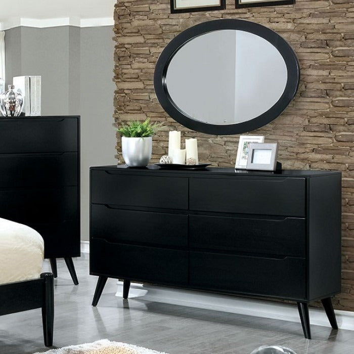 Mid-Century Modern Solid Wood Dresser – Round Tapered Legs and Optional Mirror