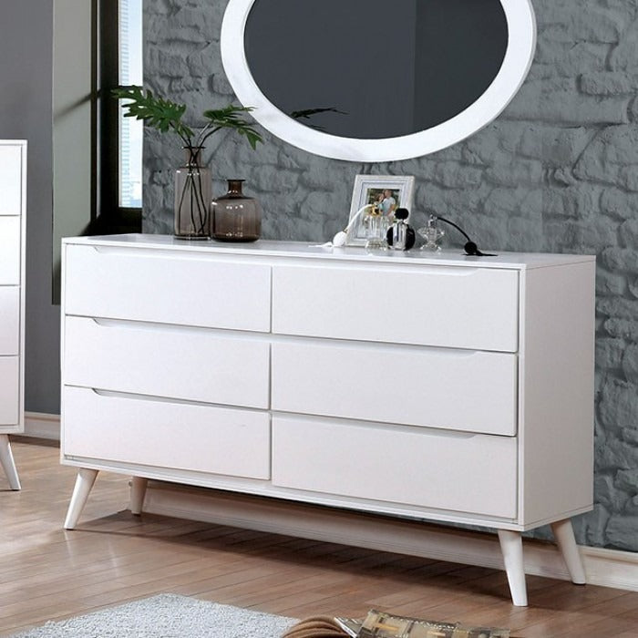 Mid-Century Modern Solid Wood Dresser – Round Tapered Legs and Optional Mirror