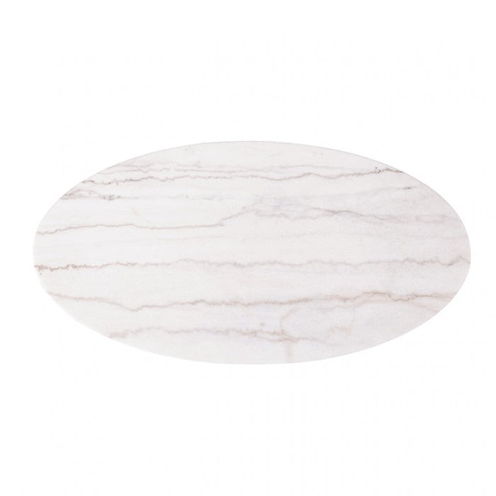 Contemporary Brown & White Genuine Marble Coffee Table with Gold Metal Base