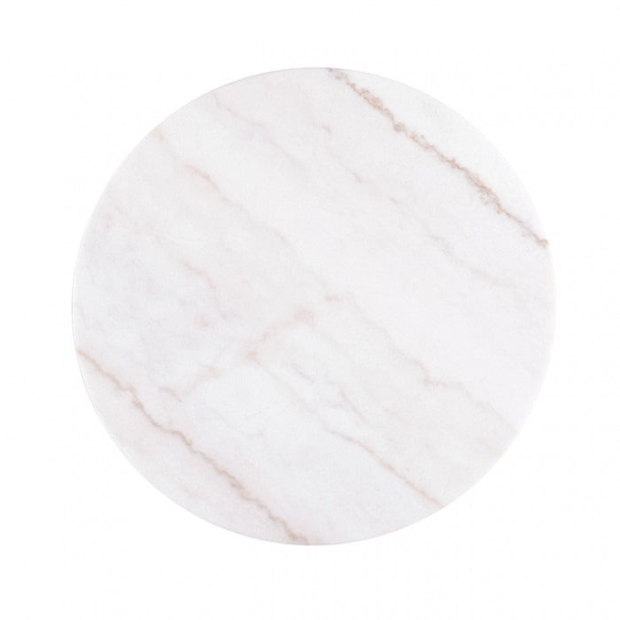 Contemporary Brown & White Genuine Marble Coffee Table with Gold Metal Base