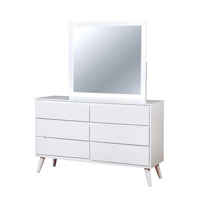 Mid-Century Modern Solid Wood Dresser – Round Tapered Legs and Optional Mirror