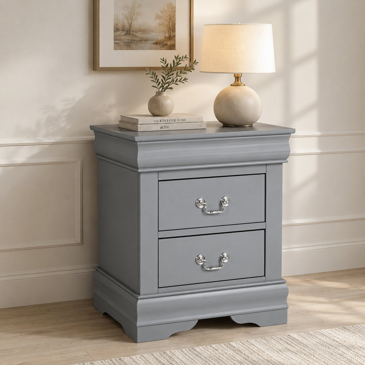 3-Piece Transitional Bedroom Storage Set with Nightstand, Chest & Dresser (Mirror Optional)