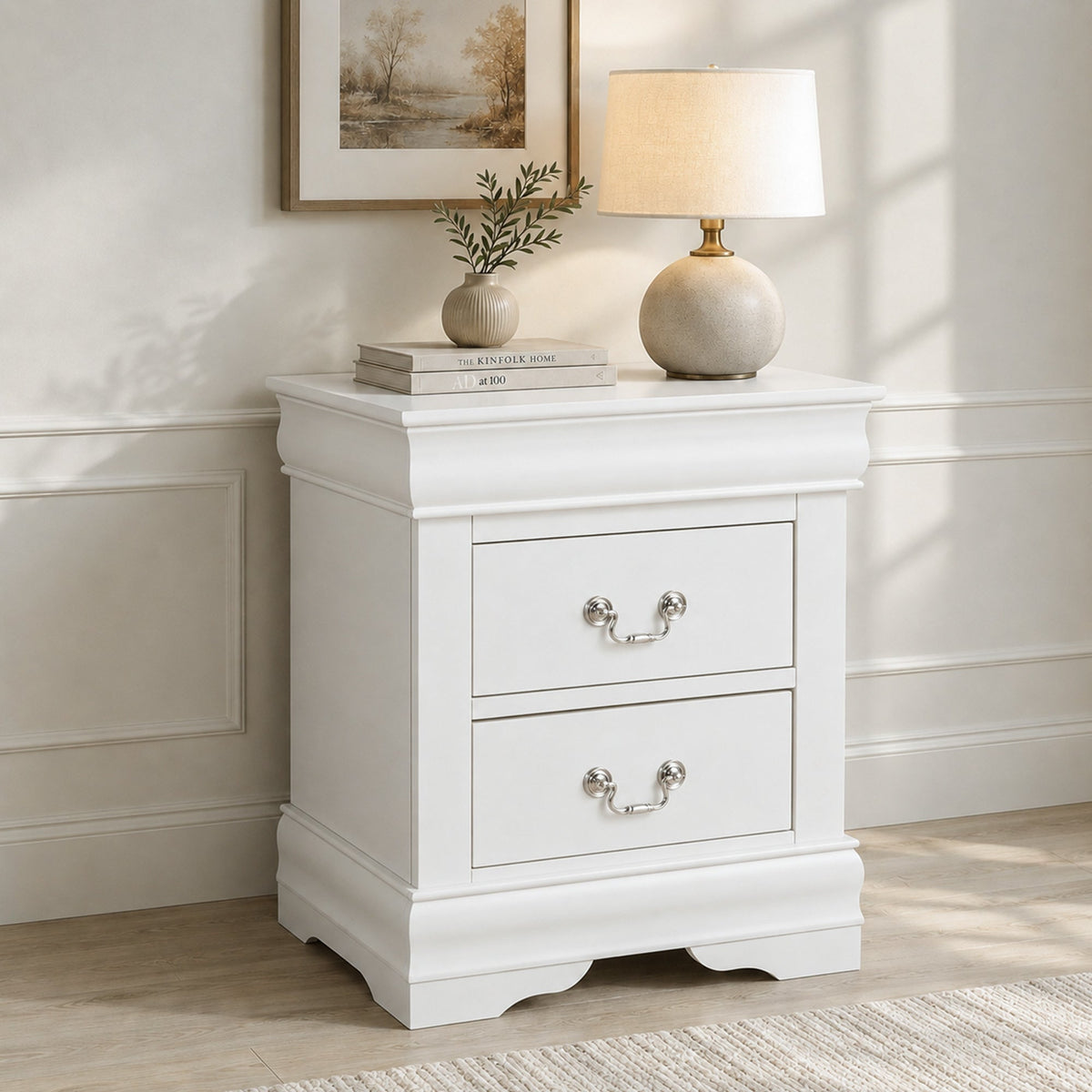 3-Piece Transitional Bedroom Storage Set with Nightstand, Chest & Dresser (Mirror Optional)