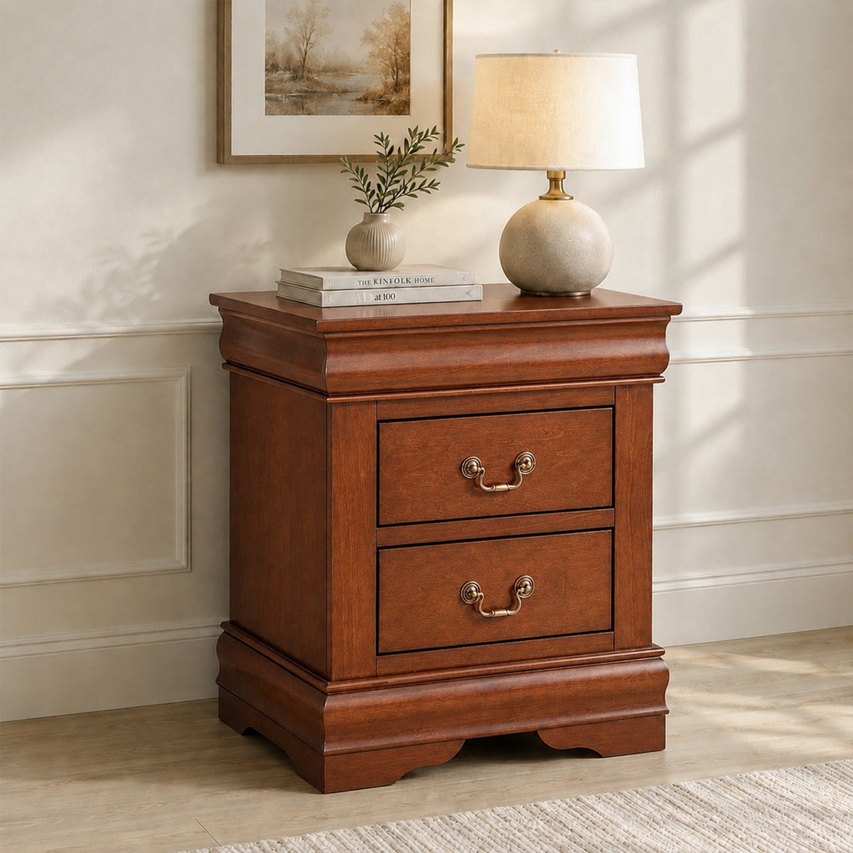 3-Piece Transitional Bedroom Storage Set with Nightstand, Chest & Dresser (Mirror Optional)